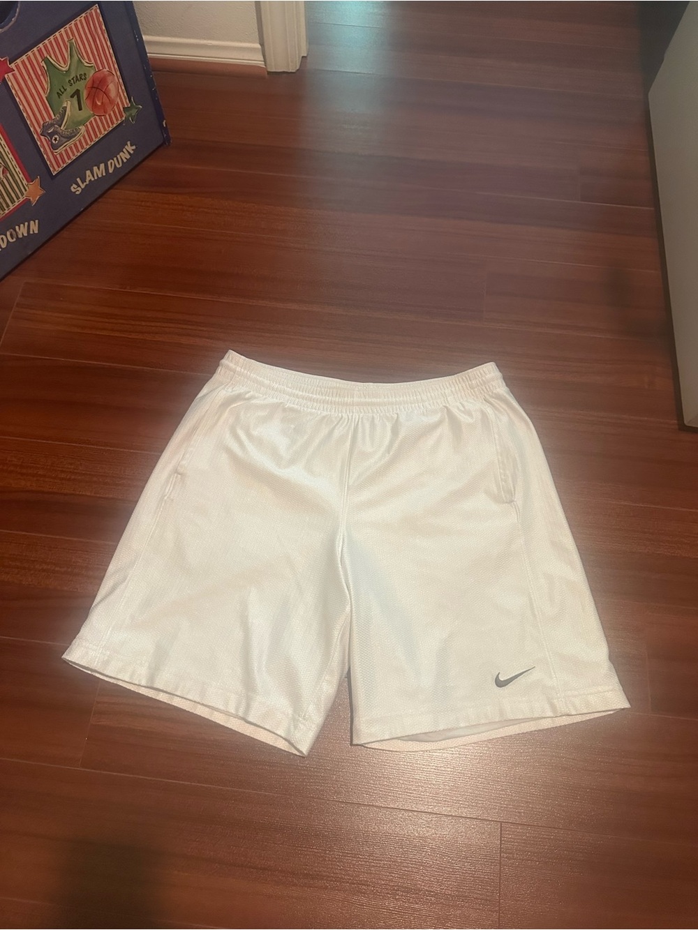 Nike White Athletic Mesh Shorts with Small Swoosh